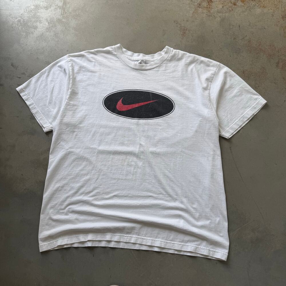 Vintage 90s Nike Big Center Swoosh Logo Retro Classic Sportswear T-shirt Size XL